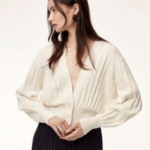 Aritzia Cream Ribbed Cardigan